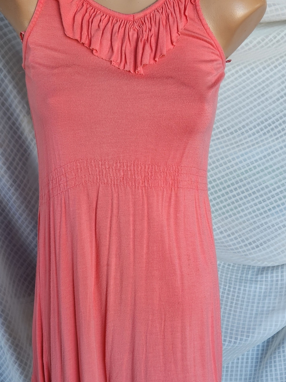 Epic Threads Coral Pink Tank Dress with Ruffle Neckline